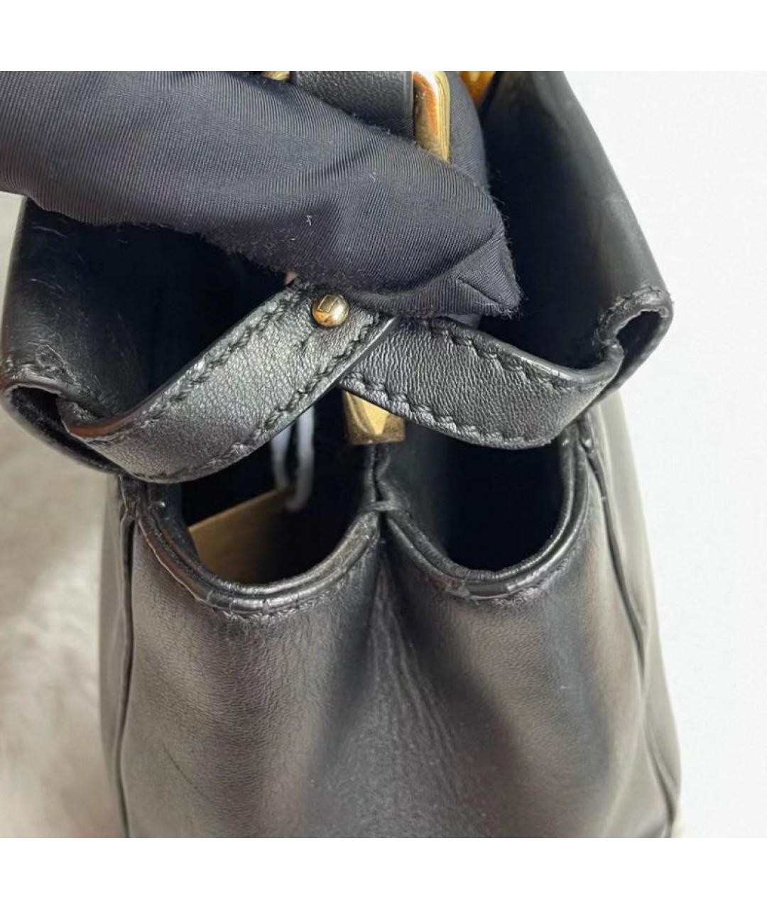 FENDI Черная кожаная сумка через плечо, фото 5