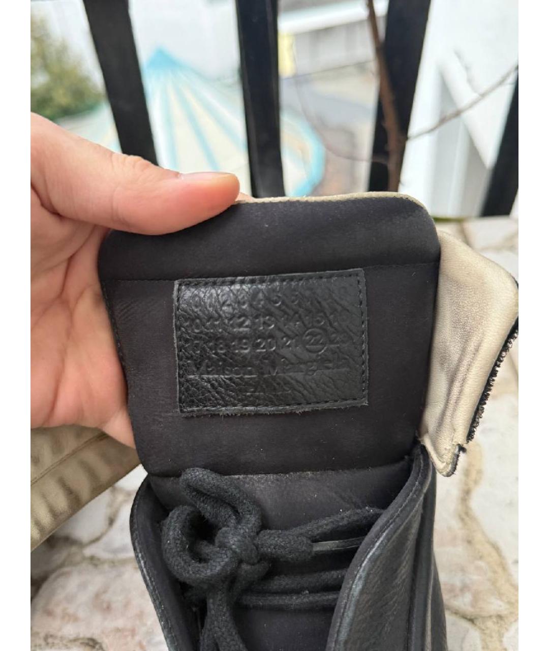 MAISON MARGIELA Черные кожаные высокие кроссовки / кеды, фото 7