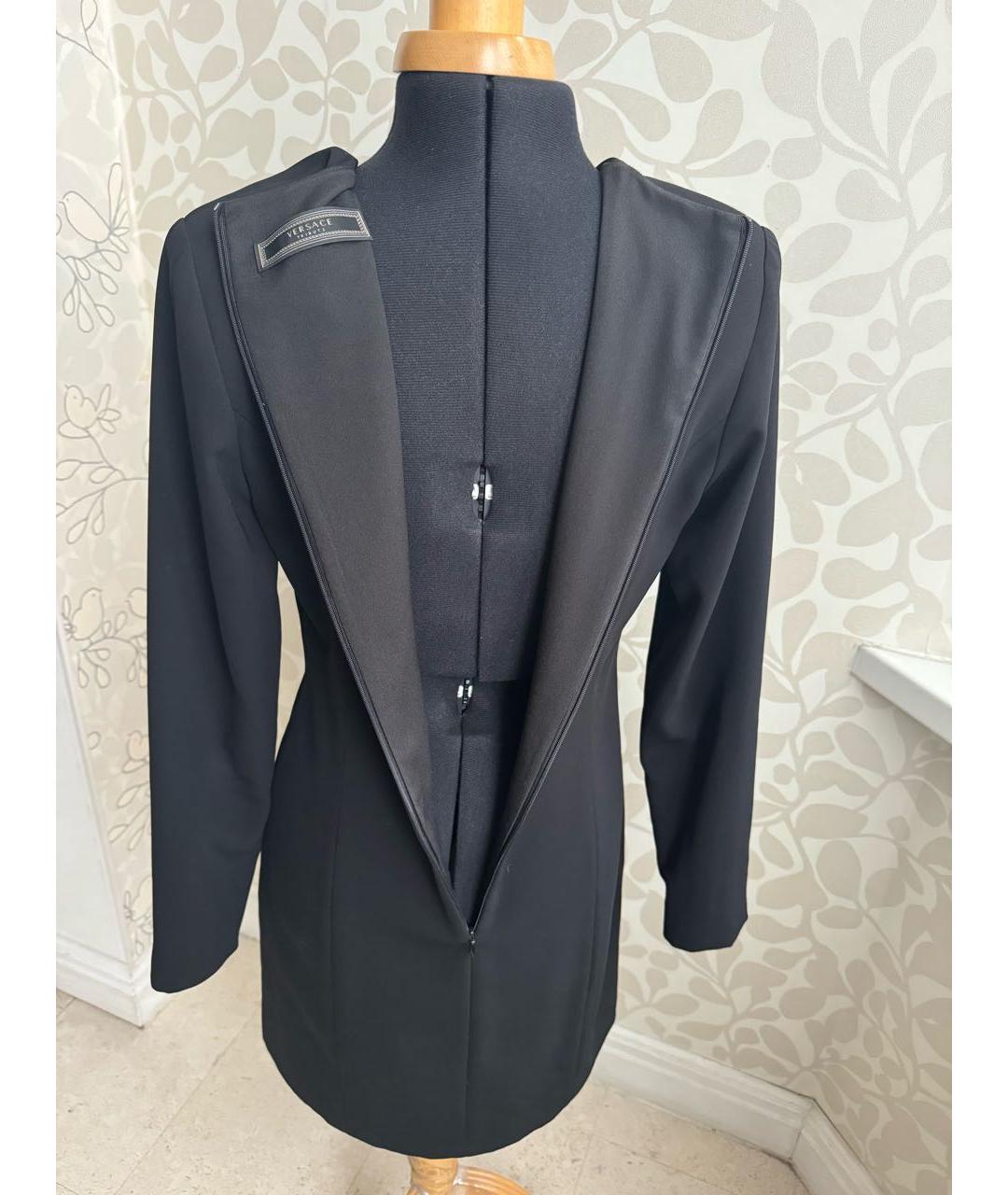 VERSACE Черное шелковое коктейльное платье, фото 5