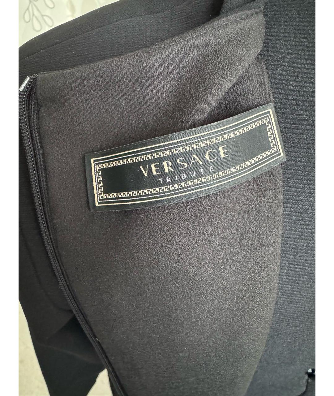 VERSACE Черное шелковое коктейльное платье, фото 4