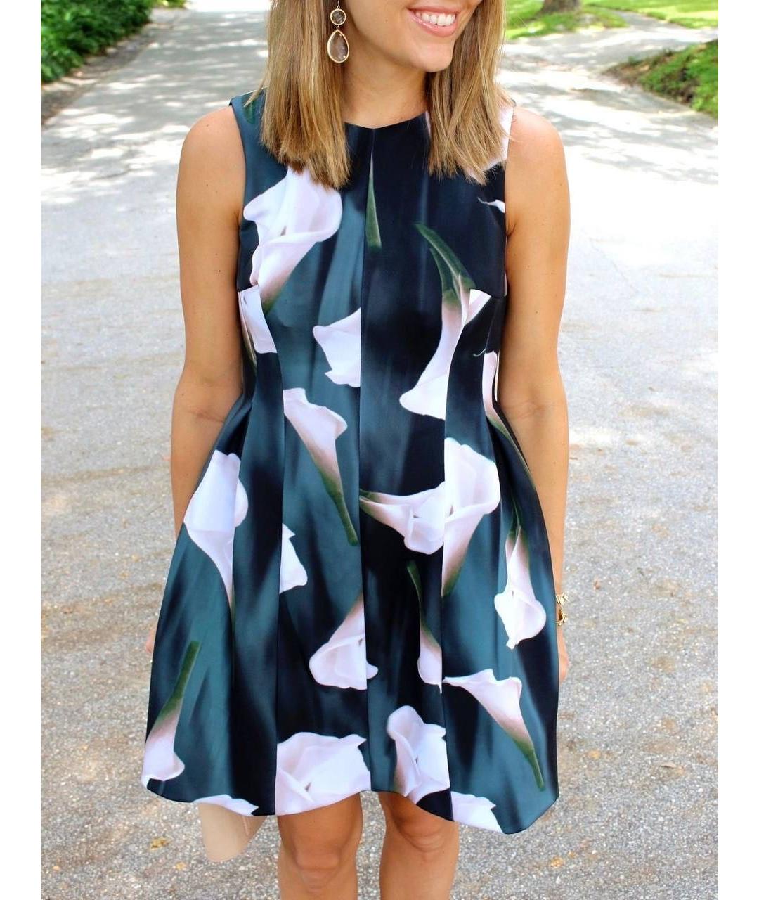 CALVIN KLEIN Мульти полиэстеровое повседневное платье, фото 4