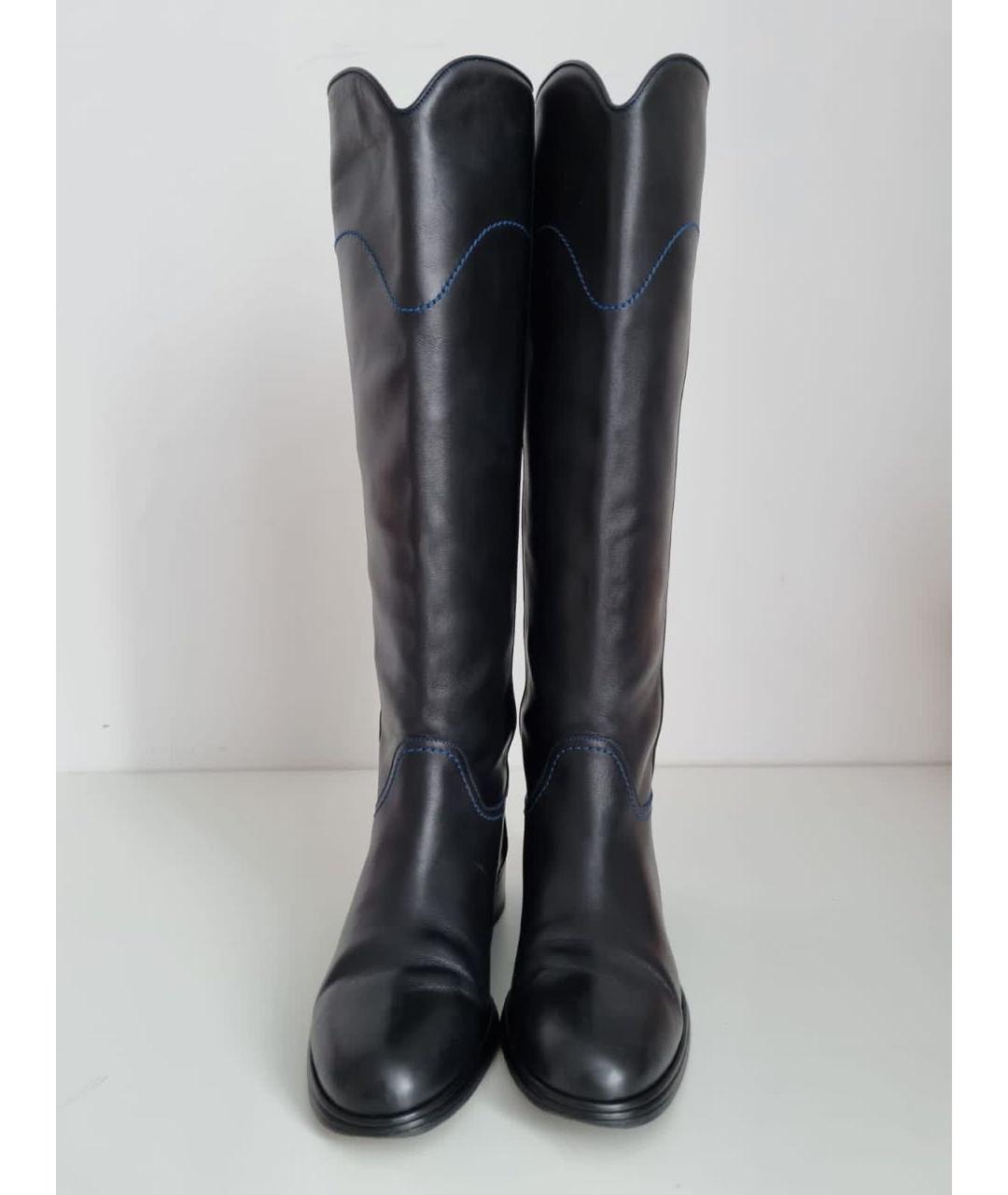 CHANEL Черные кожаные сапоги, фото 3