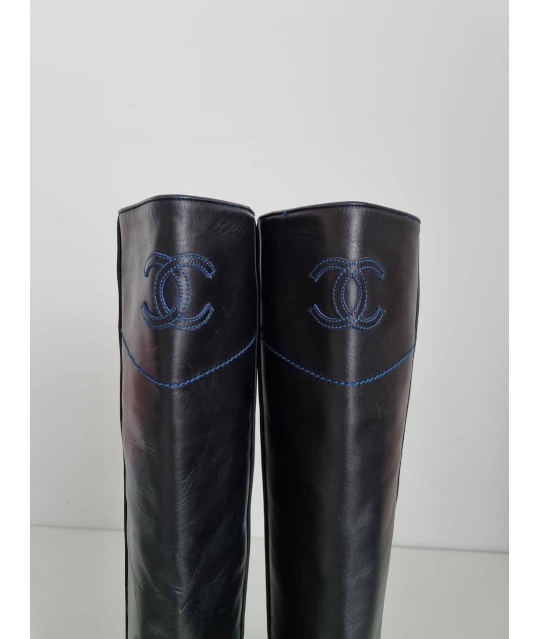 CHANEL Черные кожаные сапоги, фото 8
