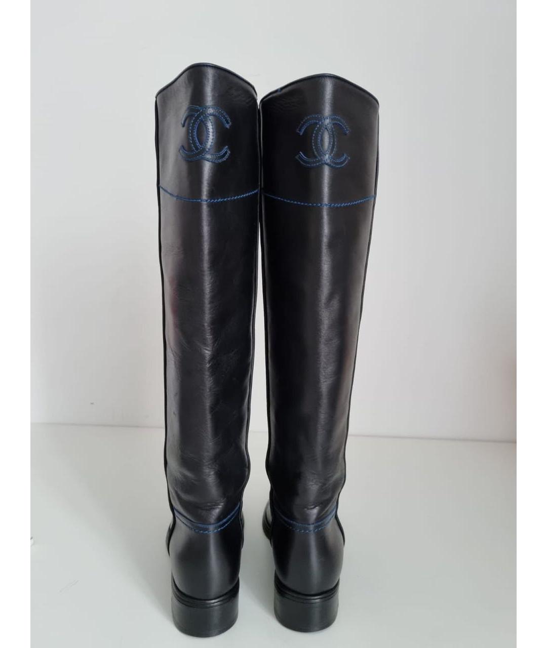 CHANEL Черные кожаные сапоги, фото 5