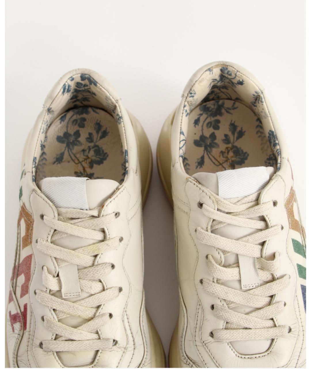 GUCCI Бежевые кожаные кроссовки, фото 3