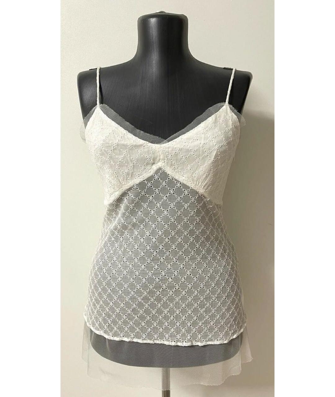 ERMANNO SCERVINO Белая хлопко-эластановая майка, фото 7