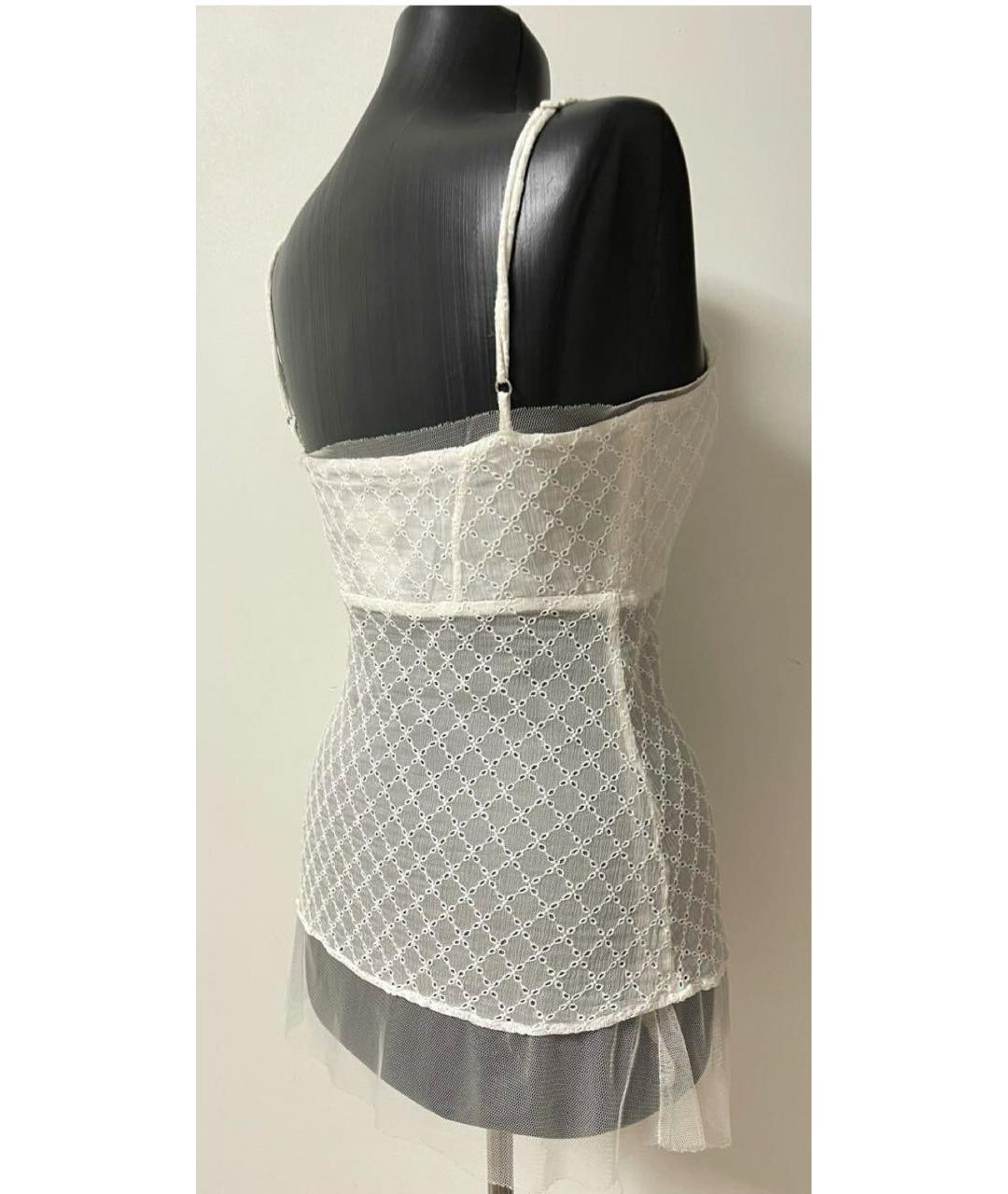 ERMANNO SCERVINO Белая хлопко-эластановая майка, фото 3