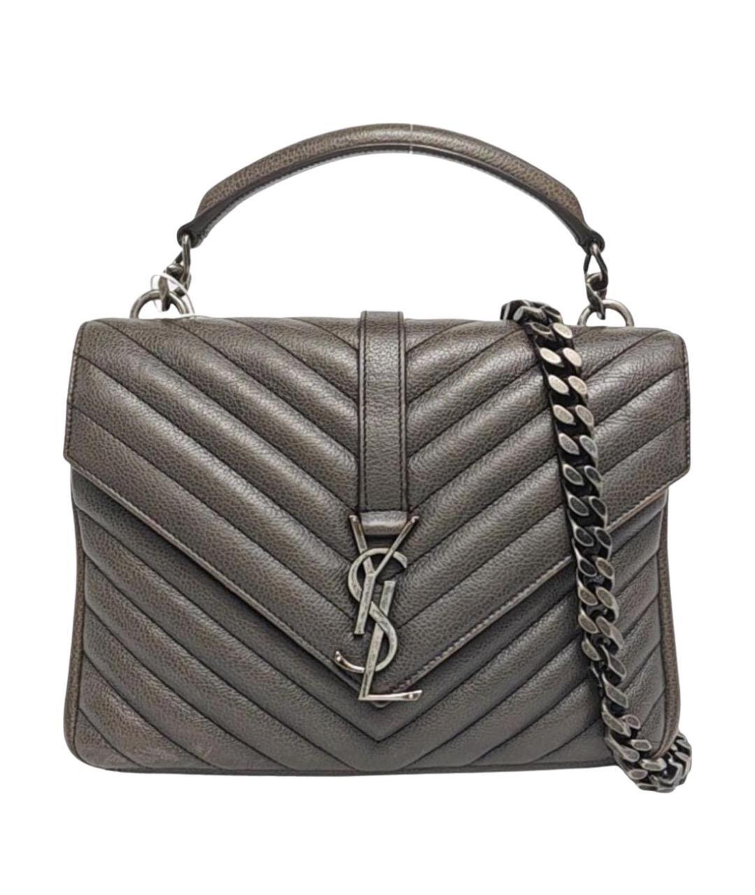 SAINT LAURENT Серая кожаная сумка через плечо, фото 1