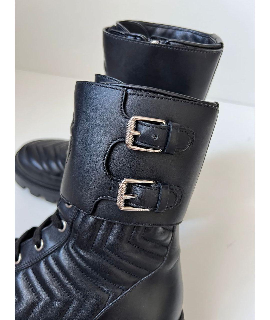 GUCCI Черные кожаные ботинки, фото 5