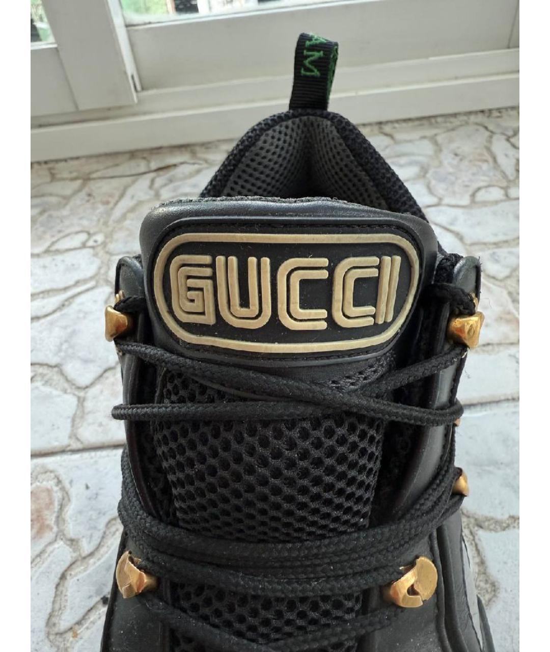 GUCCI Черные текстильные высокие кроссовки / кеды, фото 3