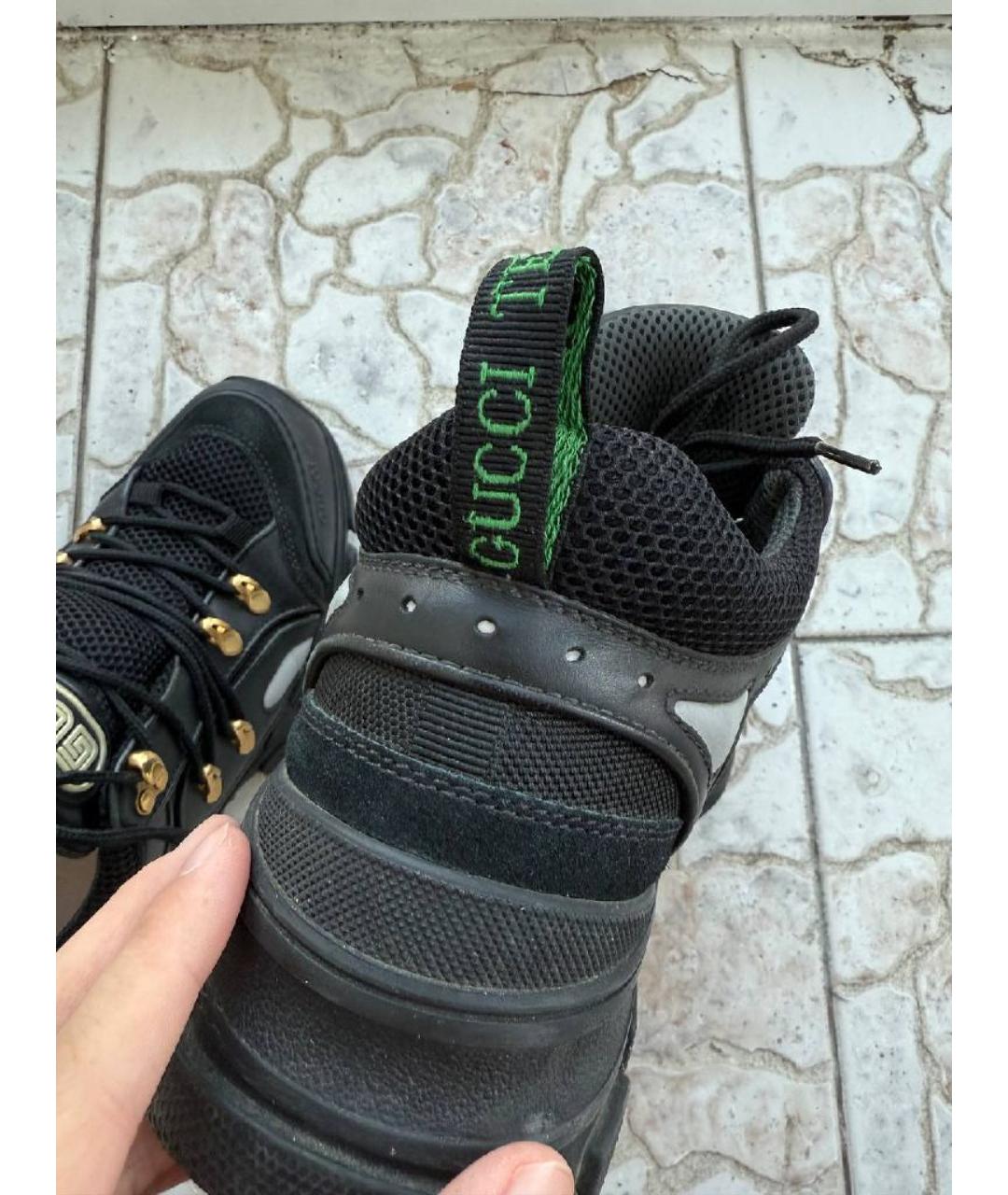 GUCCI Черные текстильные высокие кроссовки / кеды, фото 4