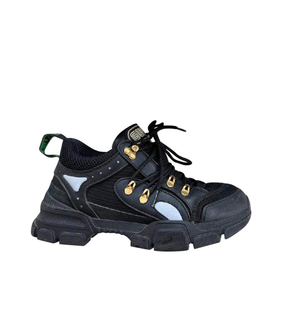 GUCCI Черные текстильные высокие кроссовки / кеды, фото 1