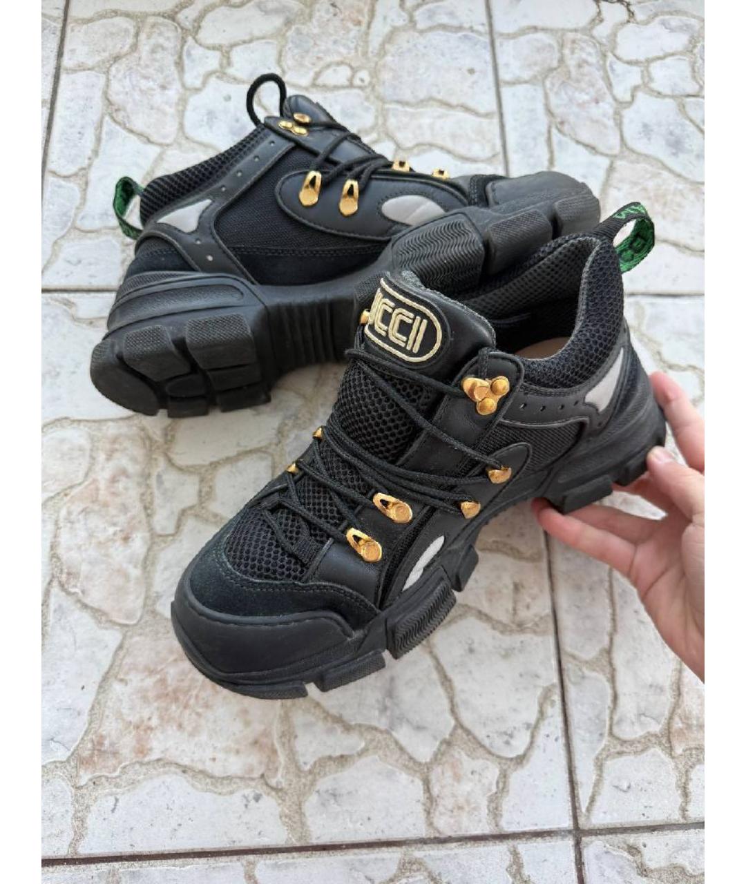 GUCCI Черные текстильные высокие кроссовки / кеды, фото 2