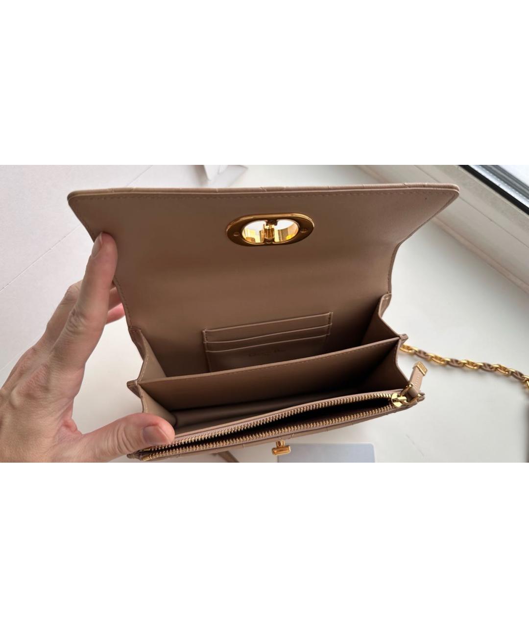 CHRISTIAN DIOR Бежевая кожаная сумка через плечо, фото 8