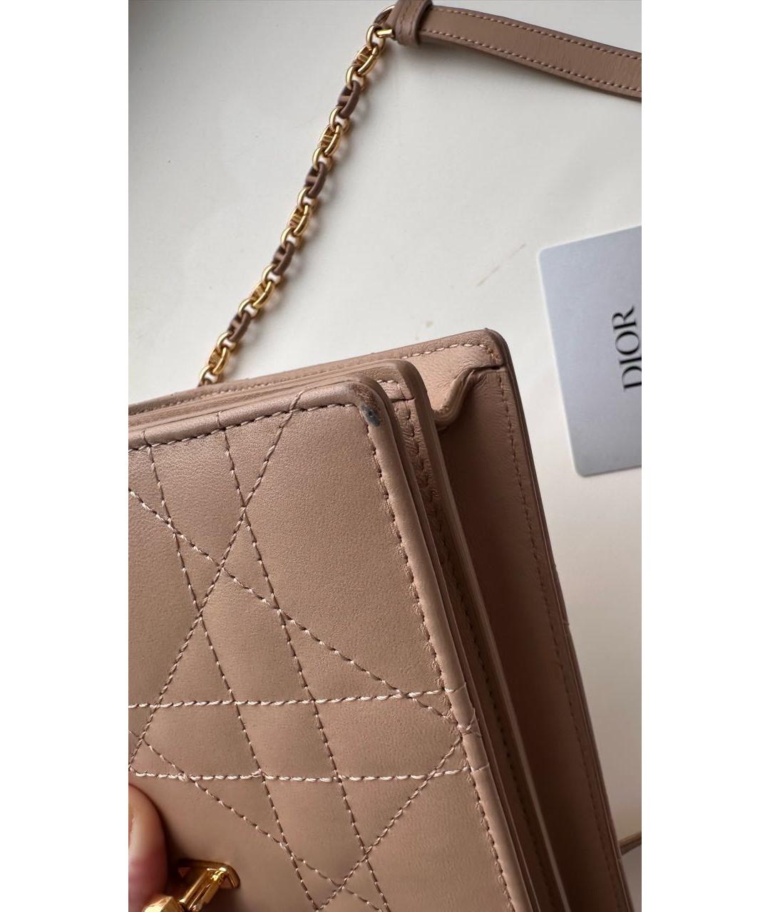 CHRISTIAN DIOR Бежевая кожаная сумка через плечо, фото 6