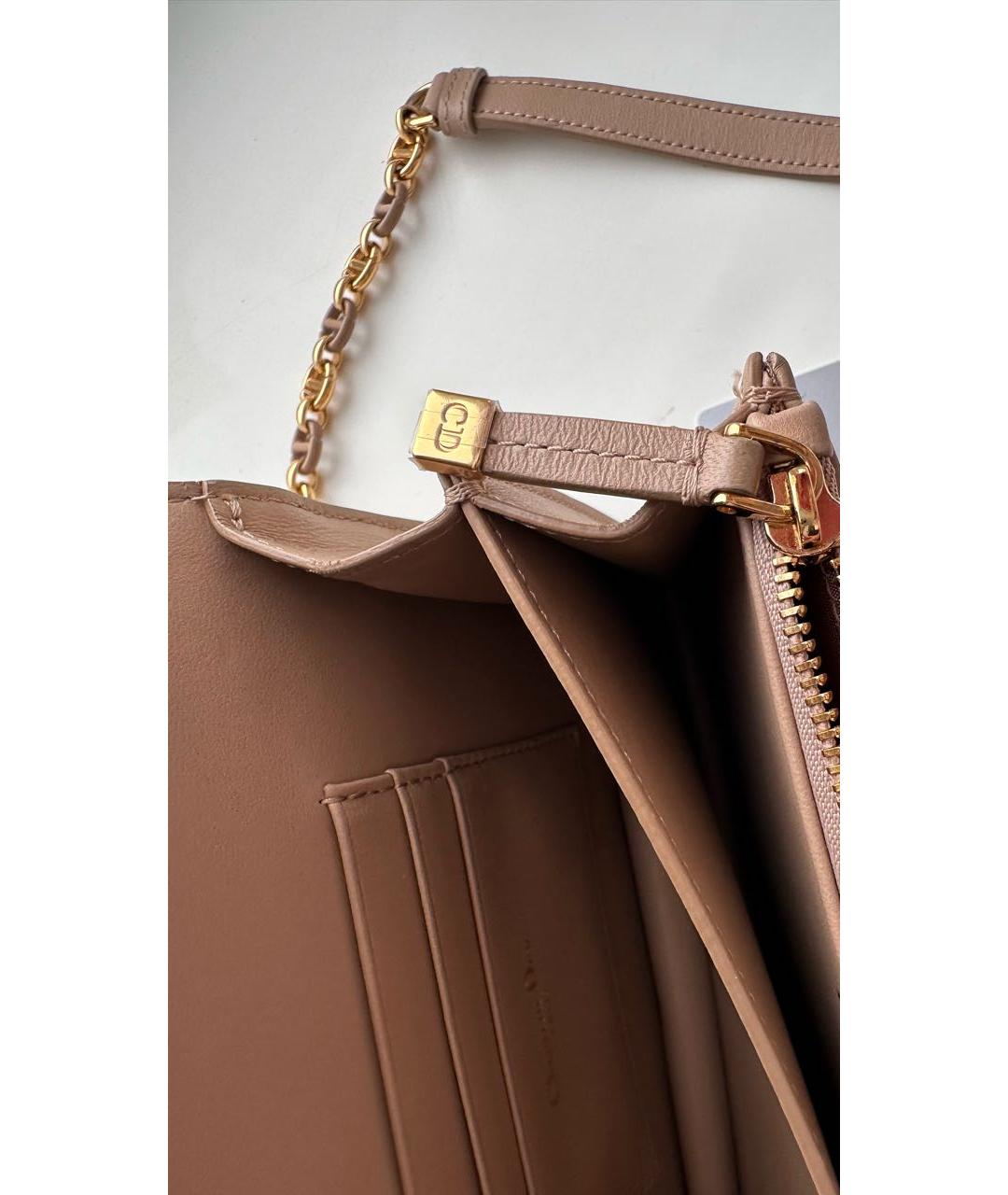 CHRISTIAN DIOR Бежевая кожаная сумка через плечо, фото 4