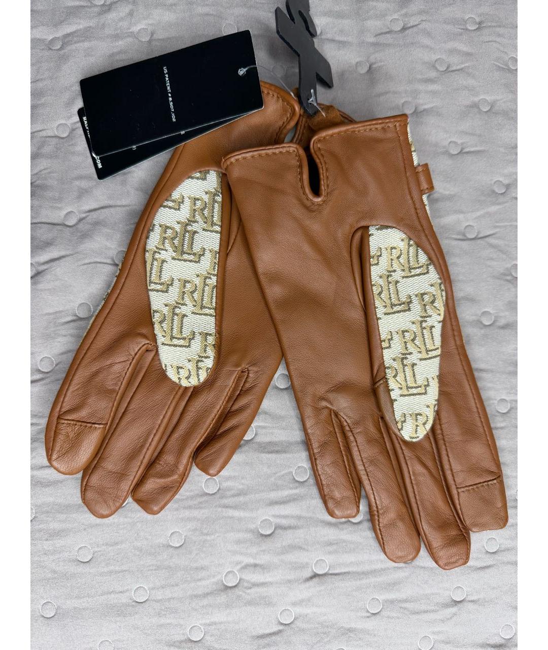 RALPH LAUREN Коричневые перчатки, фото 4