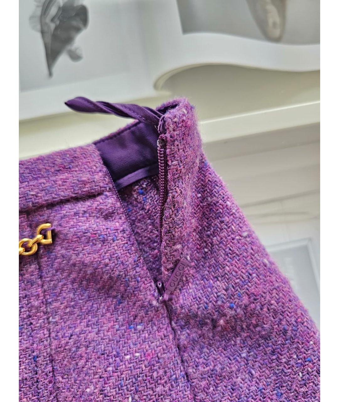 GUCCI Фиолетовая юбка мини, фото 5