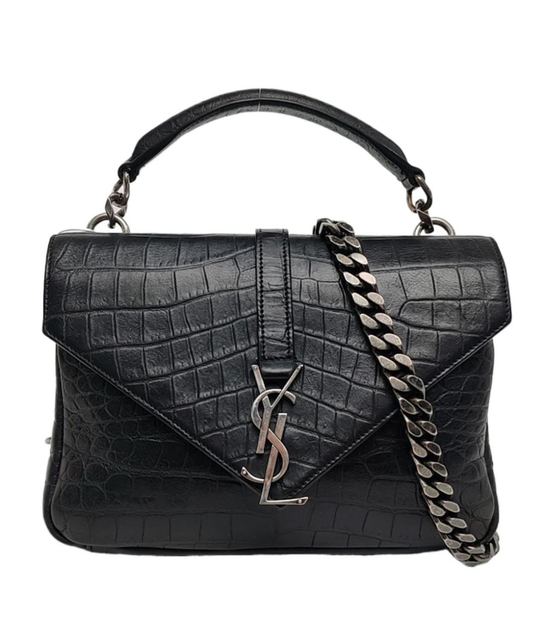 SAINT LAURENT Черная кожаная сумка через плечо, фото 6