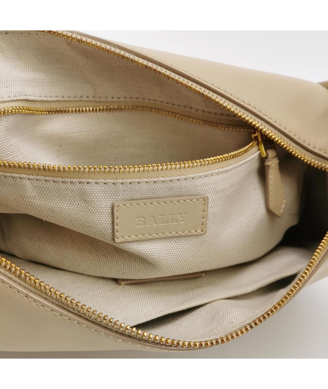 BALLY Бежевая кожаная сумка с короткими ручками, фото 4