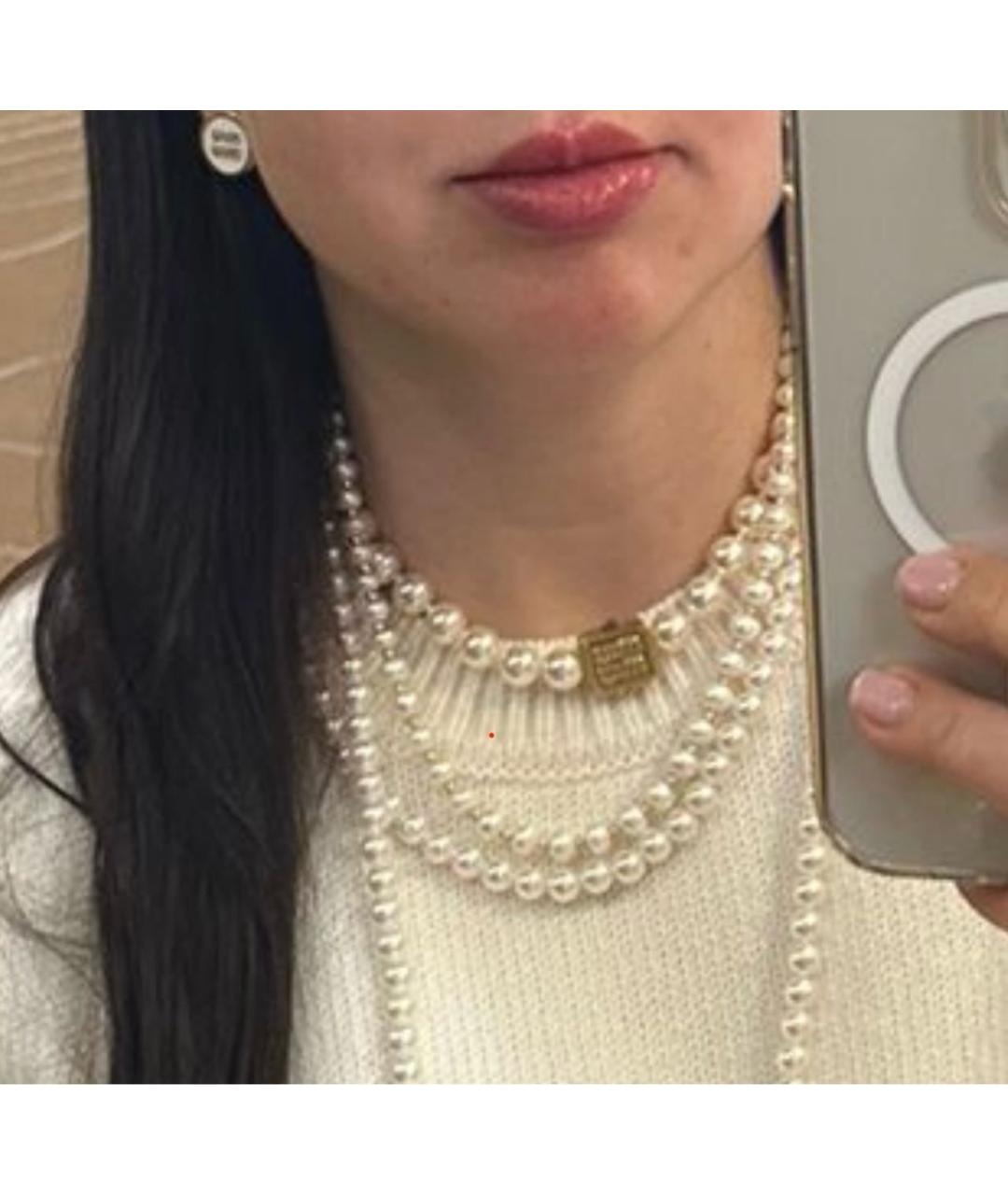 MIU MIU Белое жемчужное колье, фото 4