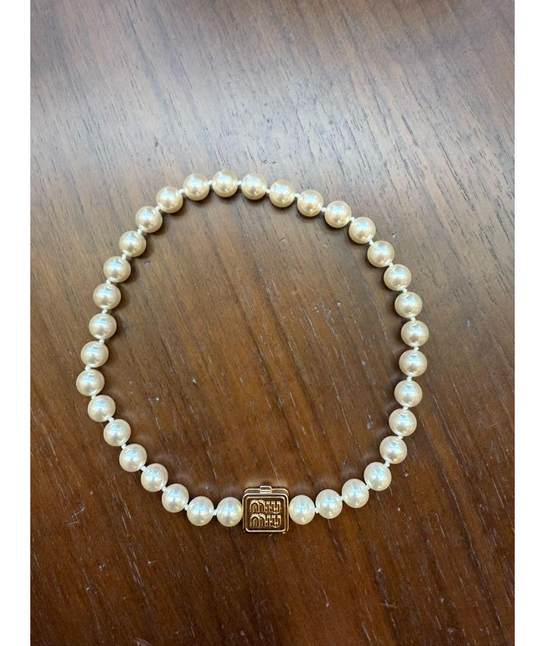 MIU MIU Белое жемчужное колье, фото 5