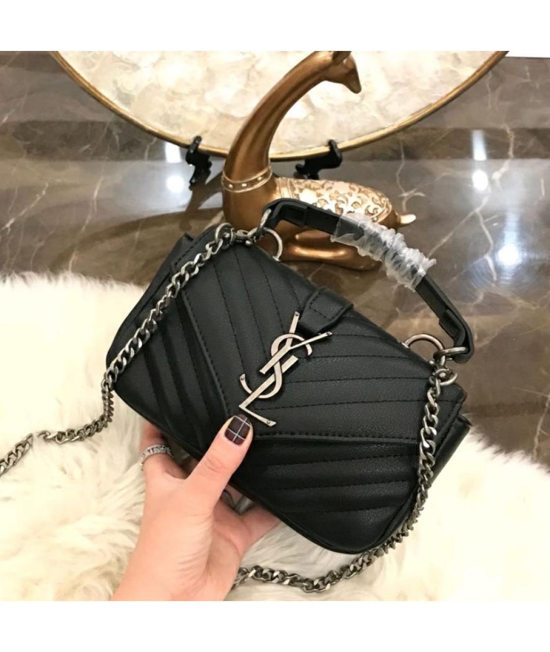 SAINT LAURENT Черная кожаная сумка через плечо, фото 4