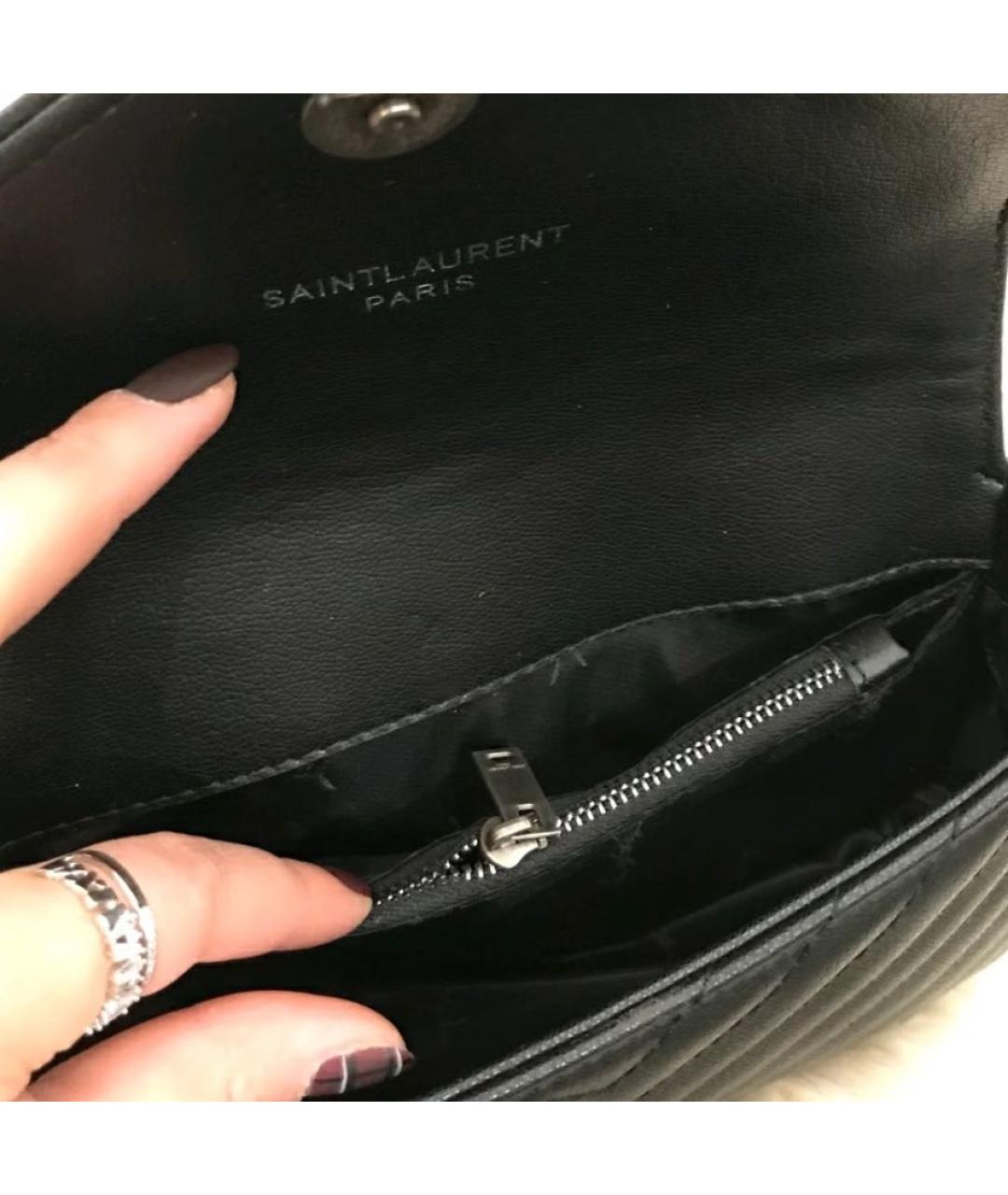 SAINT LAURENT Черная кожаная сумка через плечо, фото 2