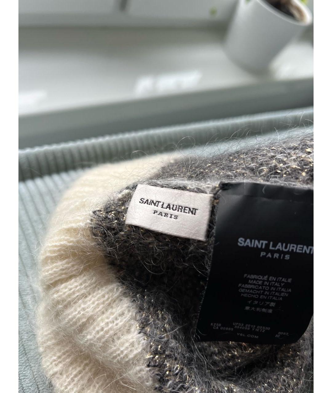 SAINT LAURENT Серая кашемировая шапка, фото 5