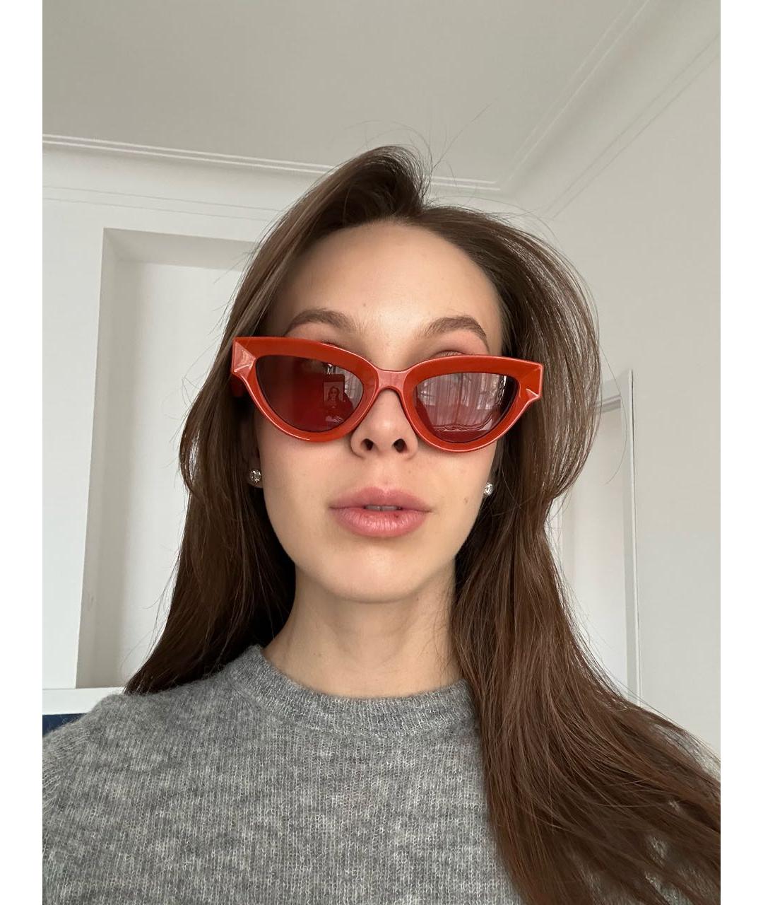 BOTTEGA VENETA Оранжевое пластиковые солнцезащитные очки, фото 5