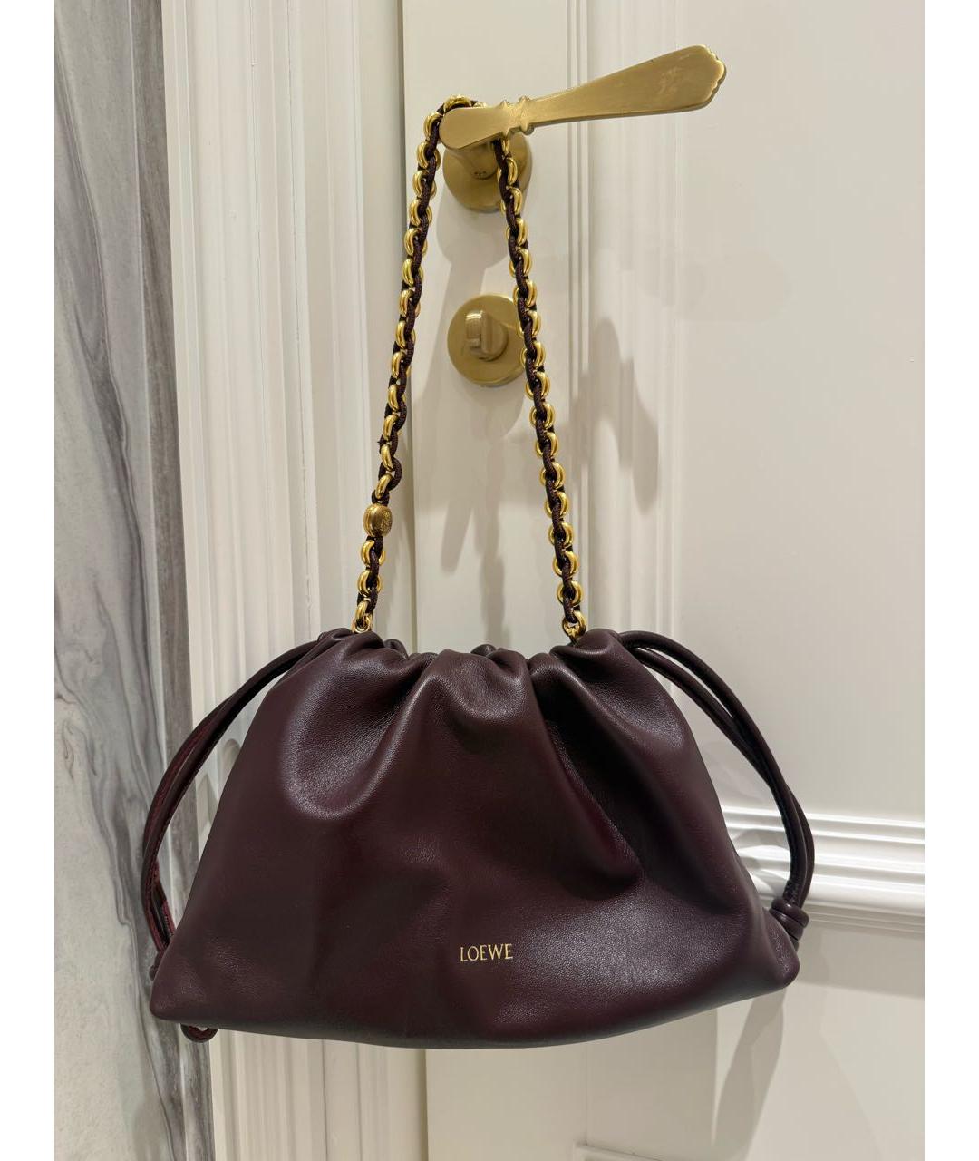 LOEWE Бордовая кожаная сумка через плечо, фото 4