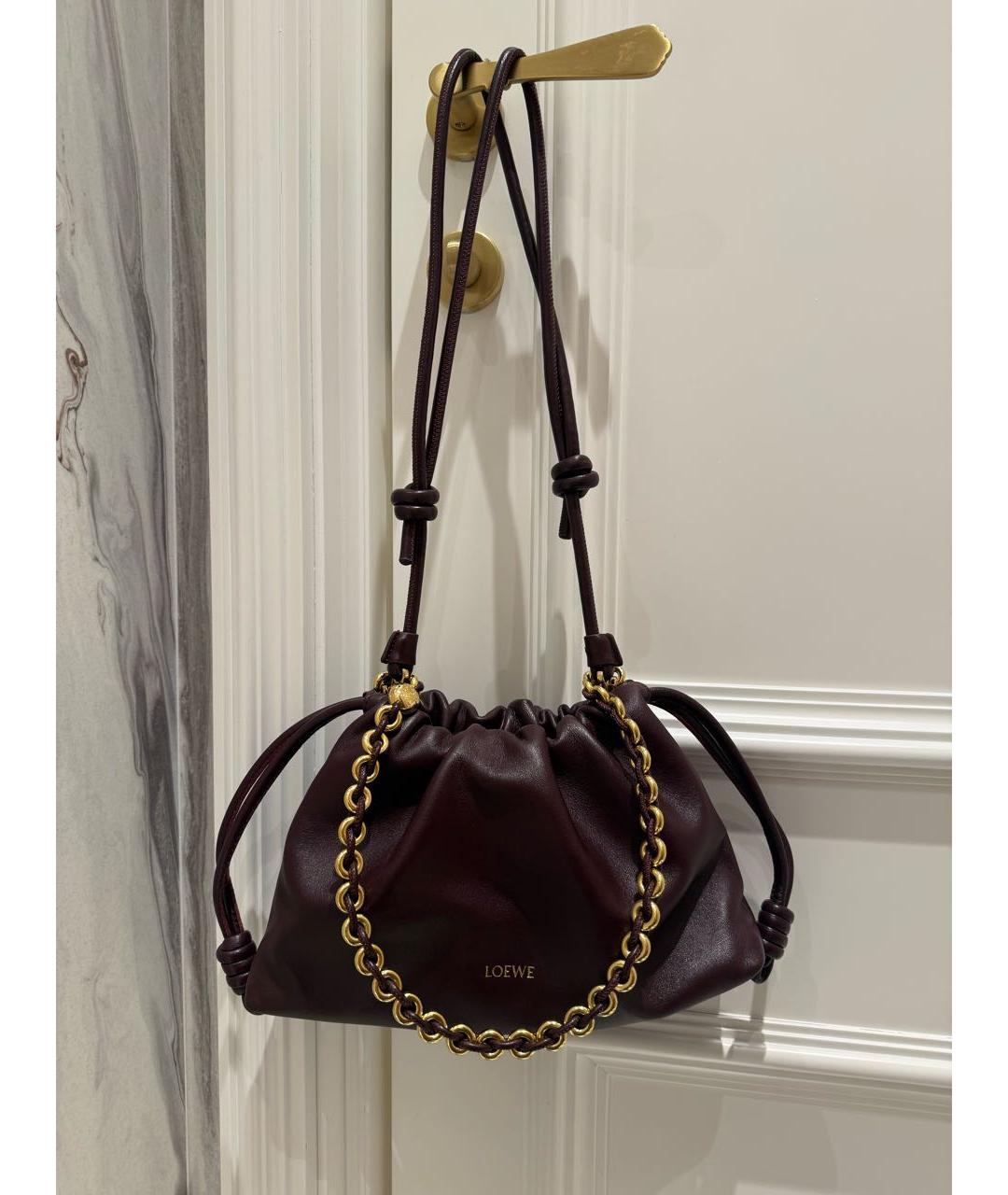 LOEWE Бордовая кожаная сумка через плечо, фото 5