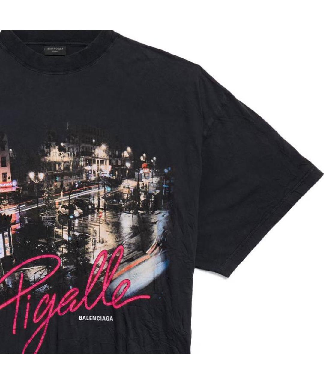 BALENCIAGA Черная хлопковая футболка, фото 6