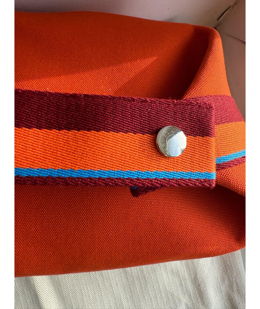 HERMES Оранжевая тканевая сумка с короткими ручками, фото 8