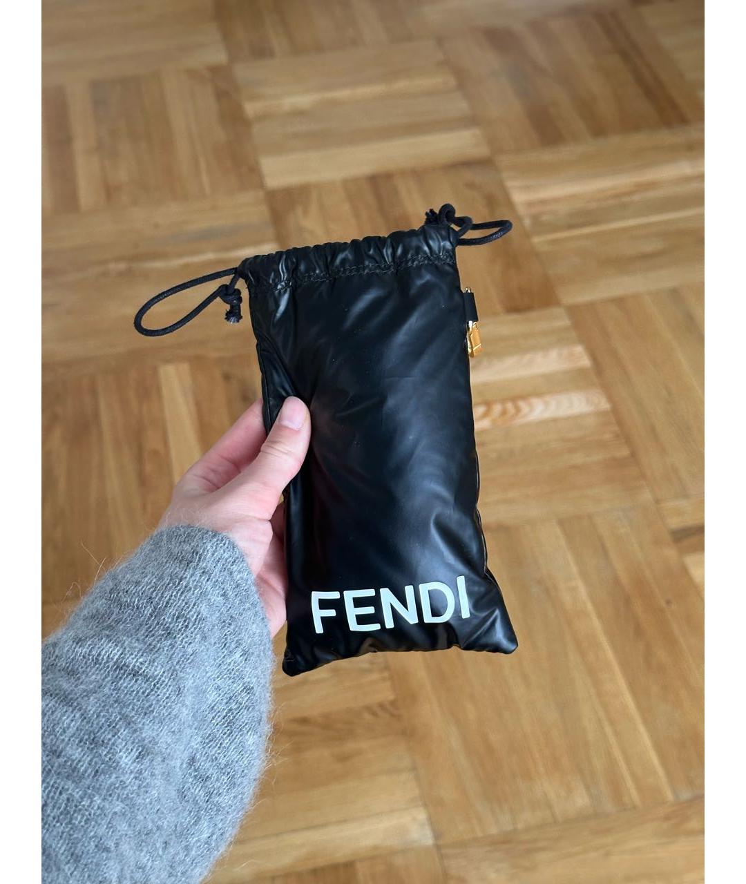FENDI Черные пластиковые солнцезащитные очки, фото 4