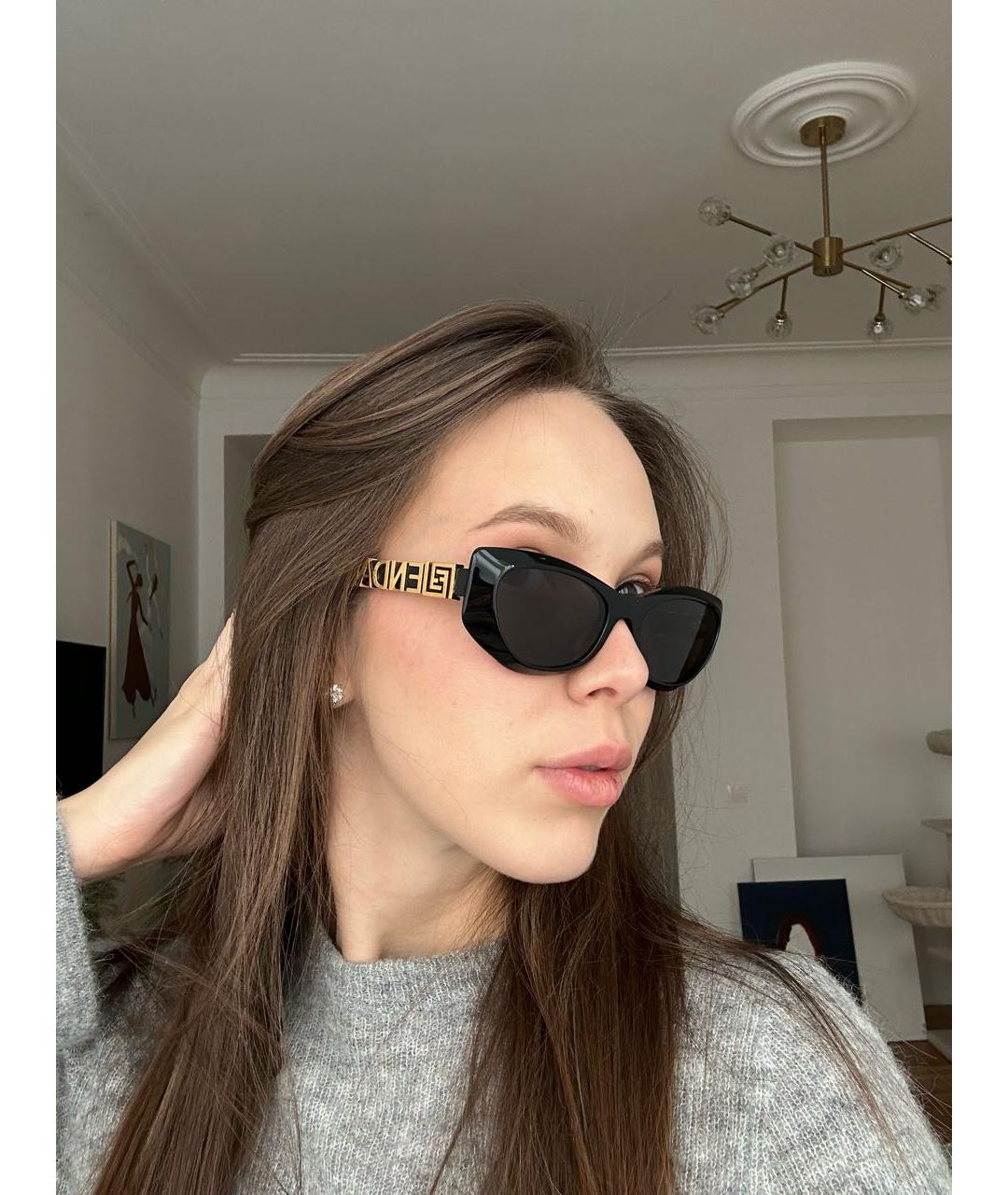 FENDI Черные пластиковые солнцезащитные очки, фото 5