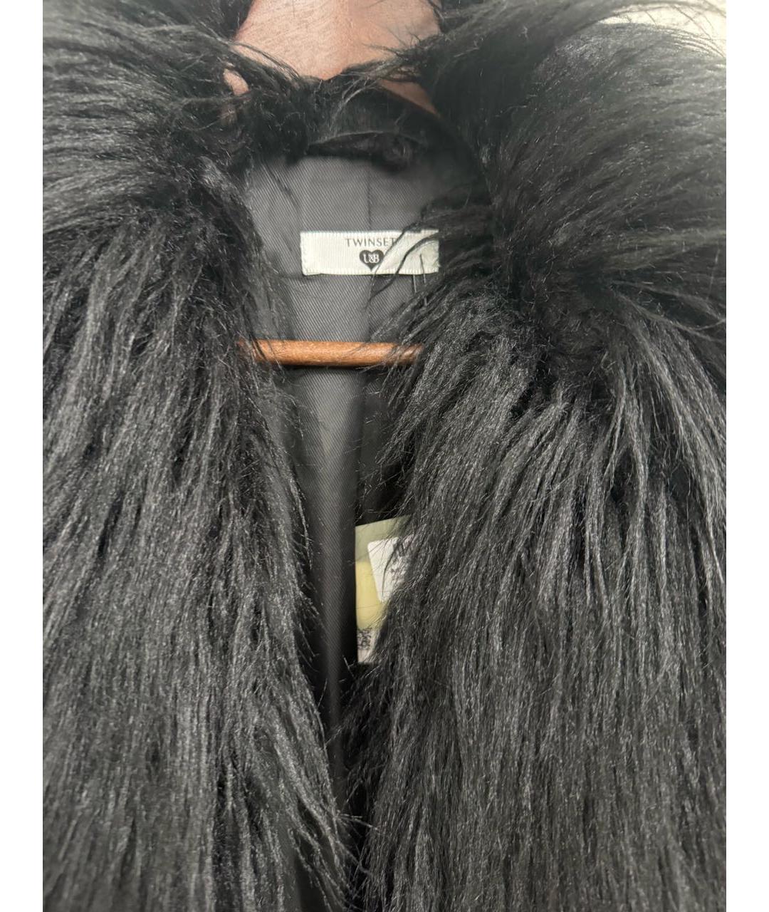 TWIN-SET Черная меховая шуба, фото 2