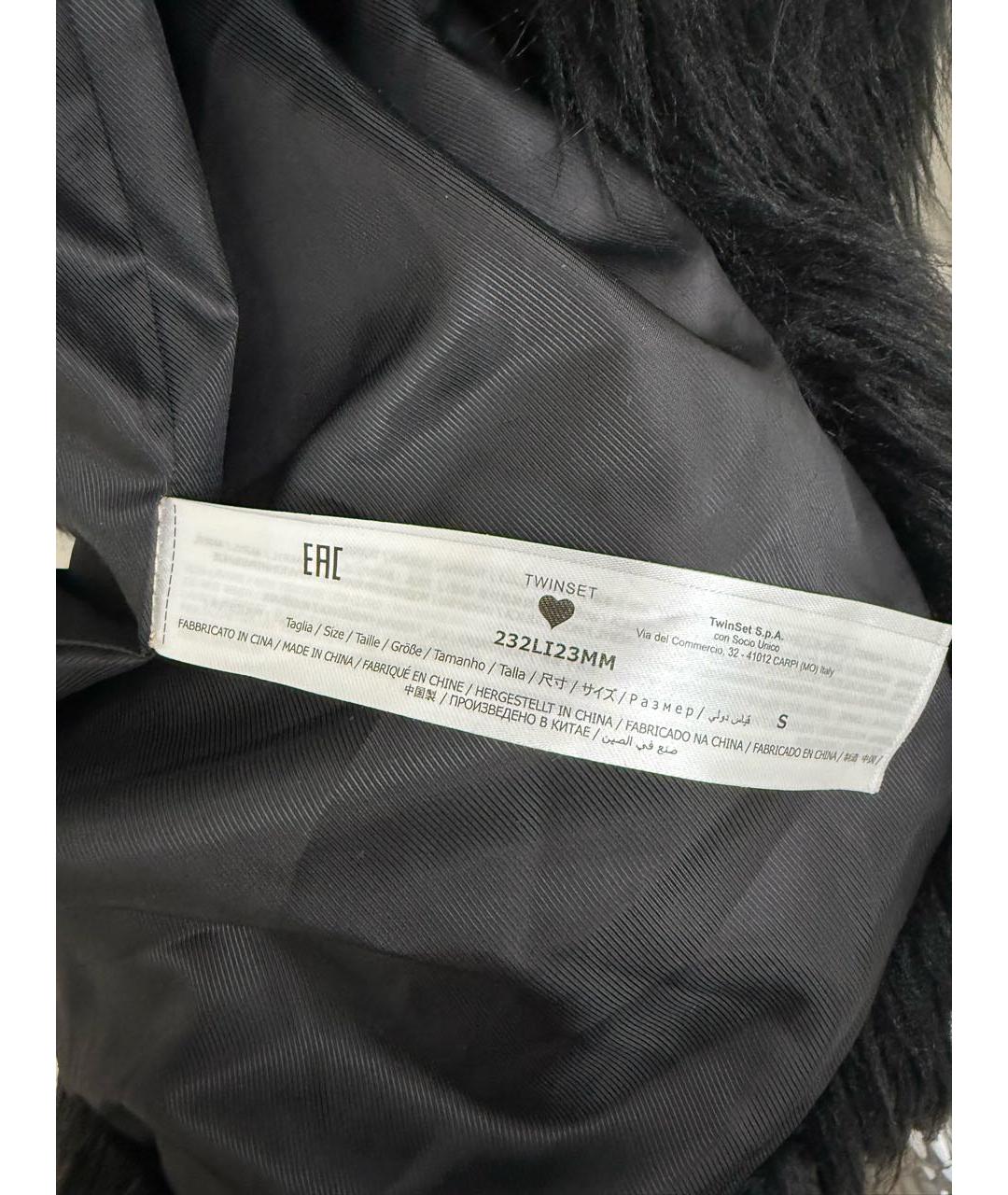 TWIN-SET Черная меховая шуба, фото 4