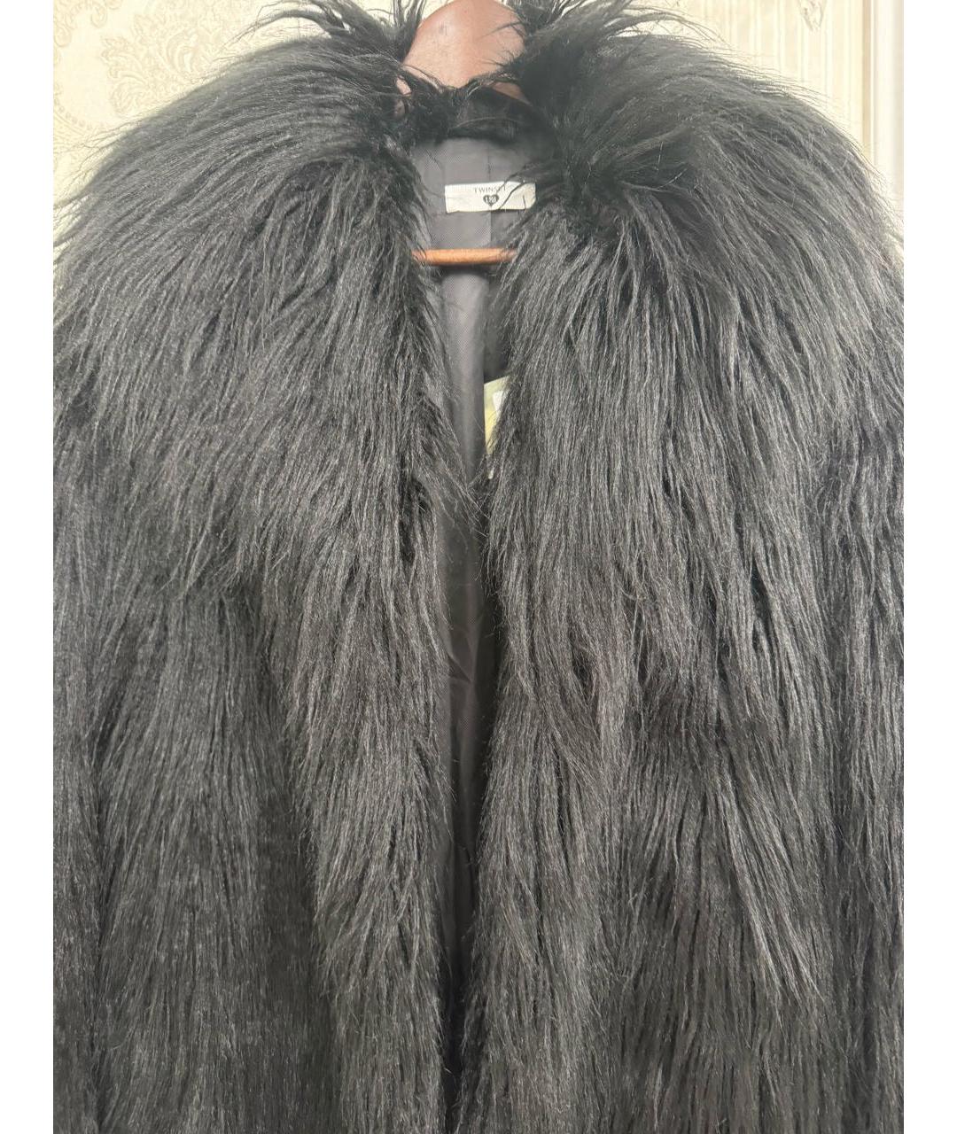 TWIN-SET Черная меховая шуба, фото 3