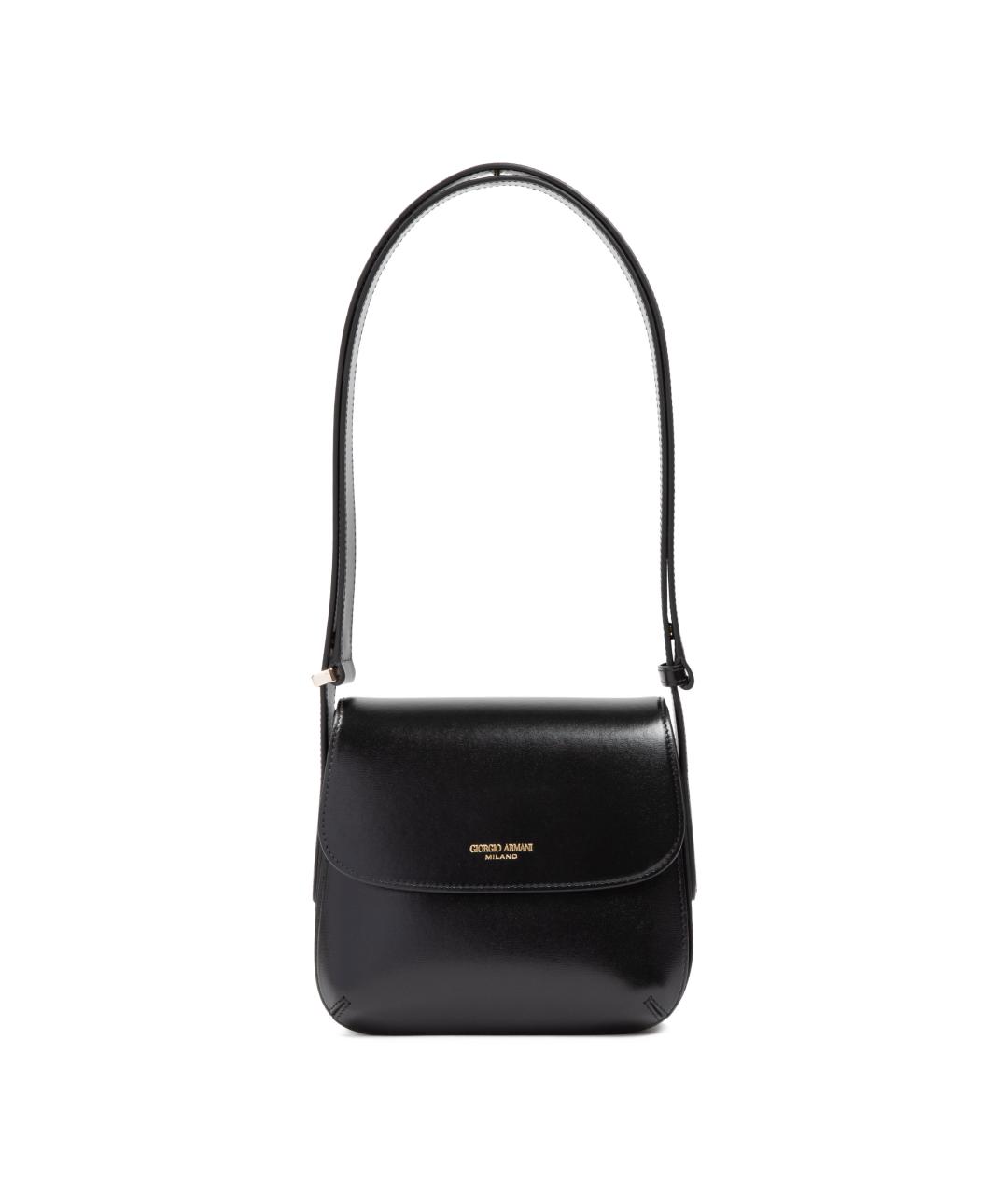 GIORGIO ARMANI Черная кожаная сумка через плечо, фото 1