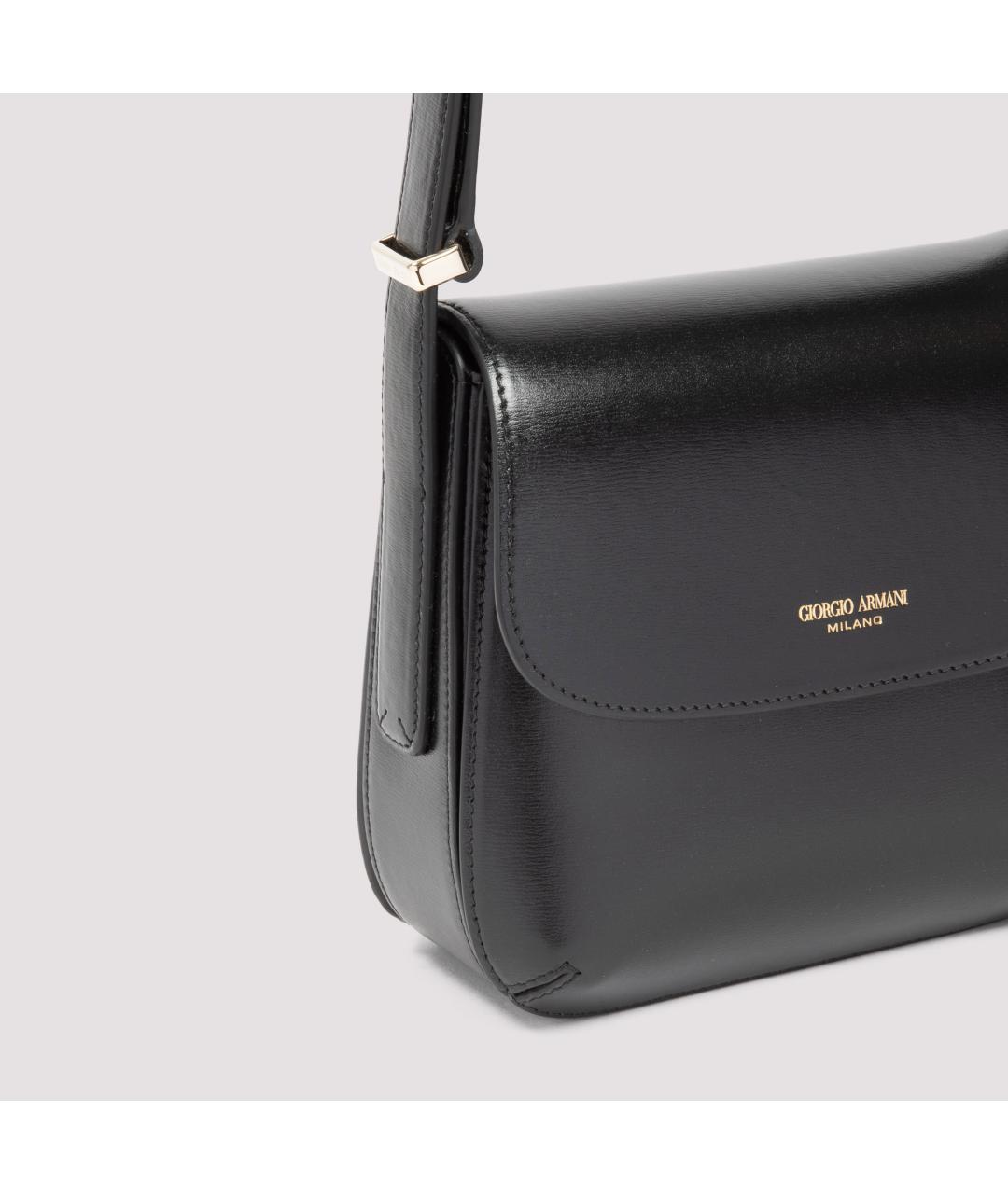 GIORGIO ARMANI Черная кожаная сумка через плечо, фото 6