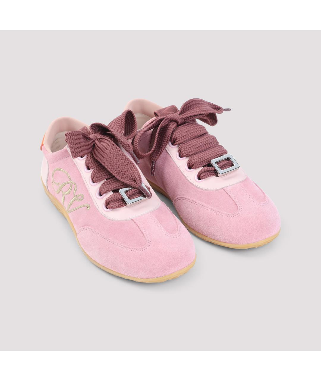 ROGER VIVIER Розовые замшевые кроссовки, фото 5