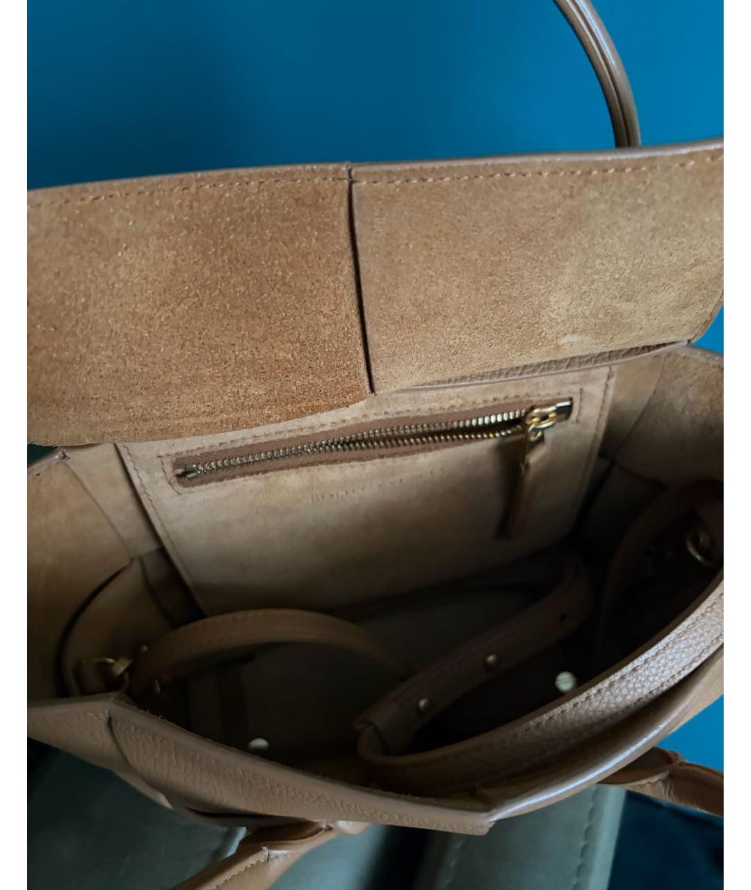 BOTTEGA VENETA Коричневая кожаная сумка с короткими ручками, фото 4