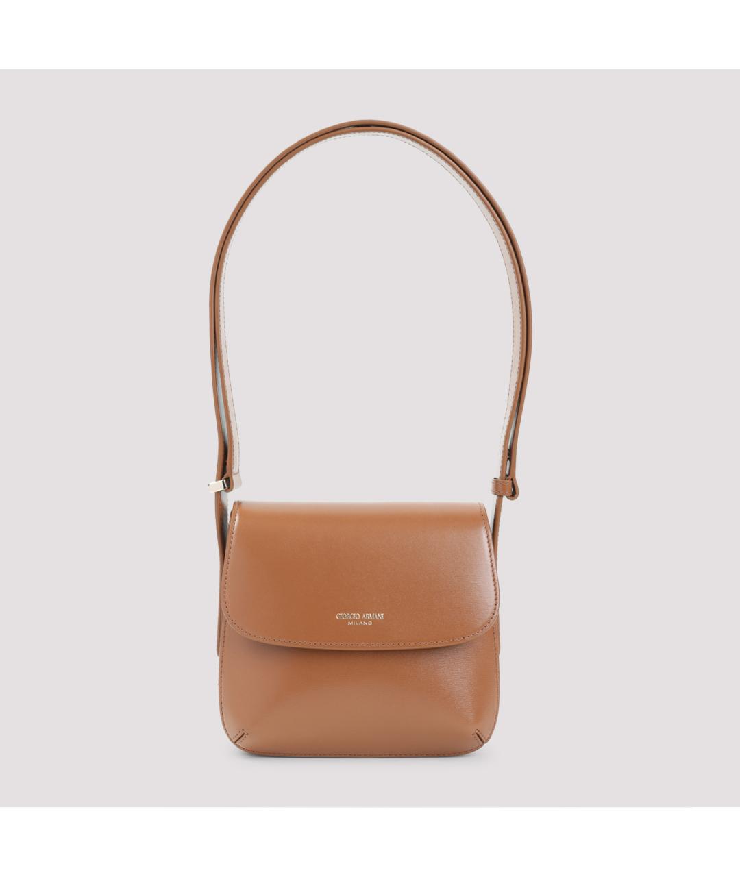 GIORGIO ARMANI Коричневая кожаная сумка через плечо, фото 2