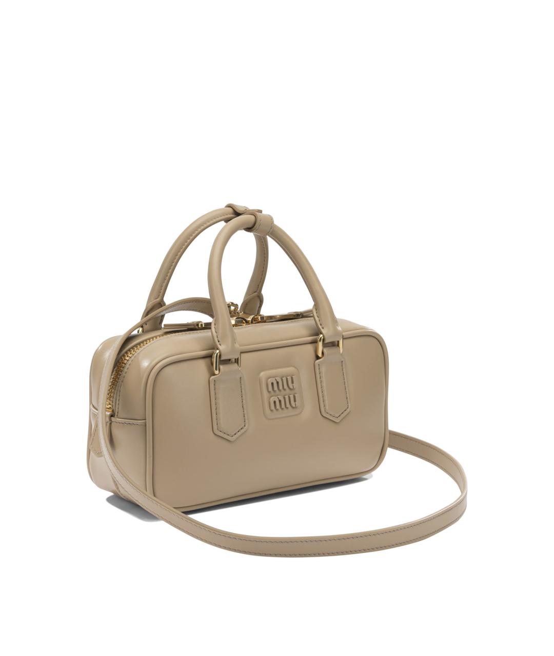 MIU MIU Бежевая кожаная сумка тоут, фото 2