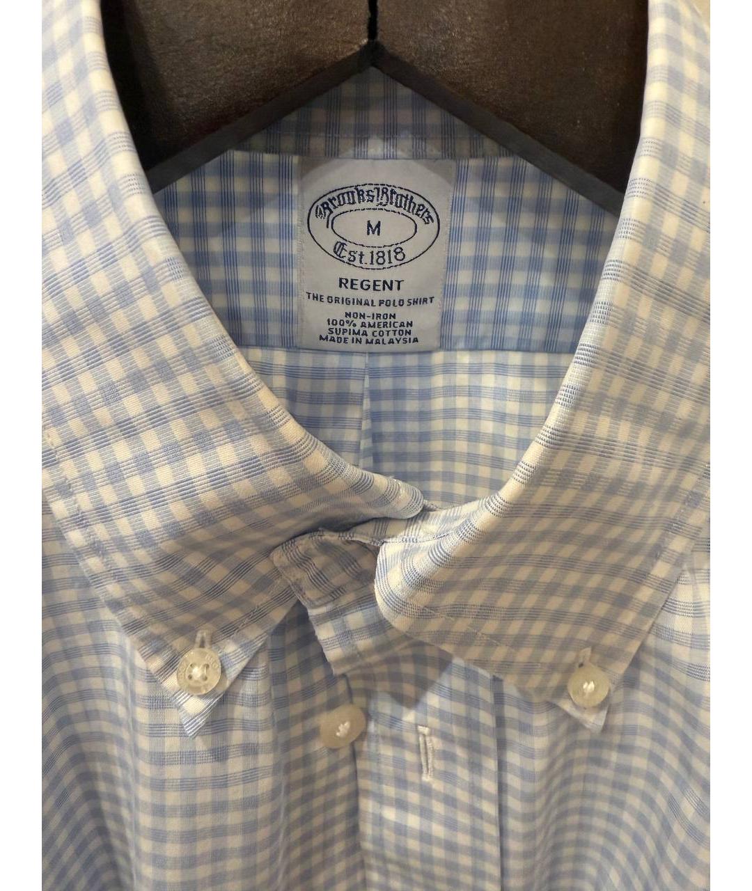 BROOKS Голубая хлопковая кэжуал рубашка, фото 3