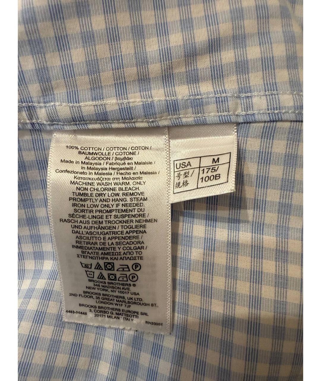 BROOKS Голубая хлопковая кэжуал рубашка, фото 5