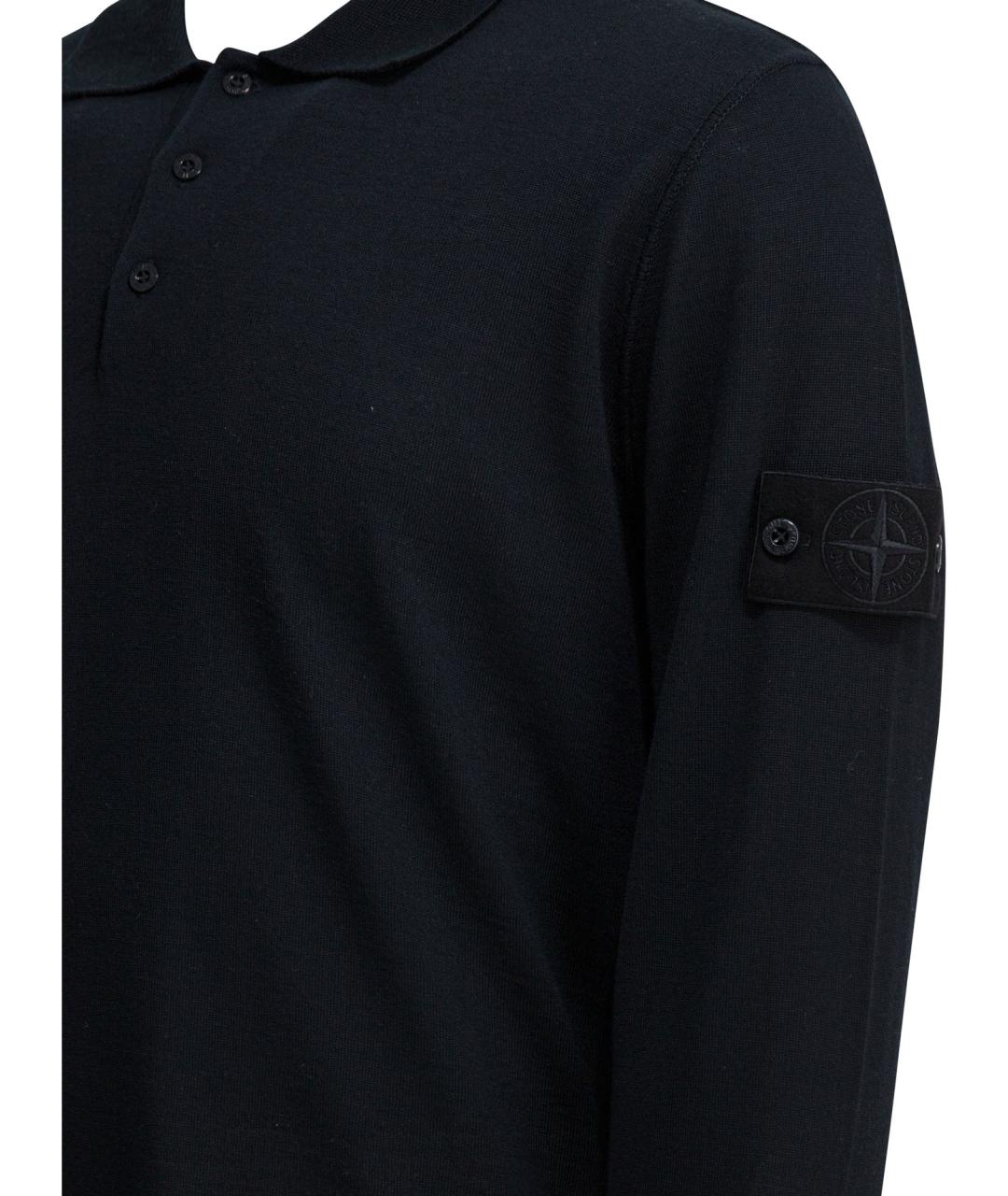 STONE ISLAND Темно-синее поло с длинным рукавом, фото 3