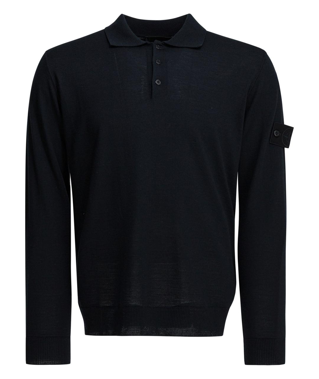 STONE ISLAND Темно-синее поло с длинным рукавом, фото 1