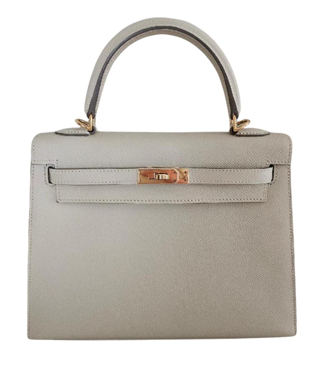 HERMES Бежевая кожаная сумка с короткими ручками, фото 1